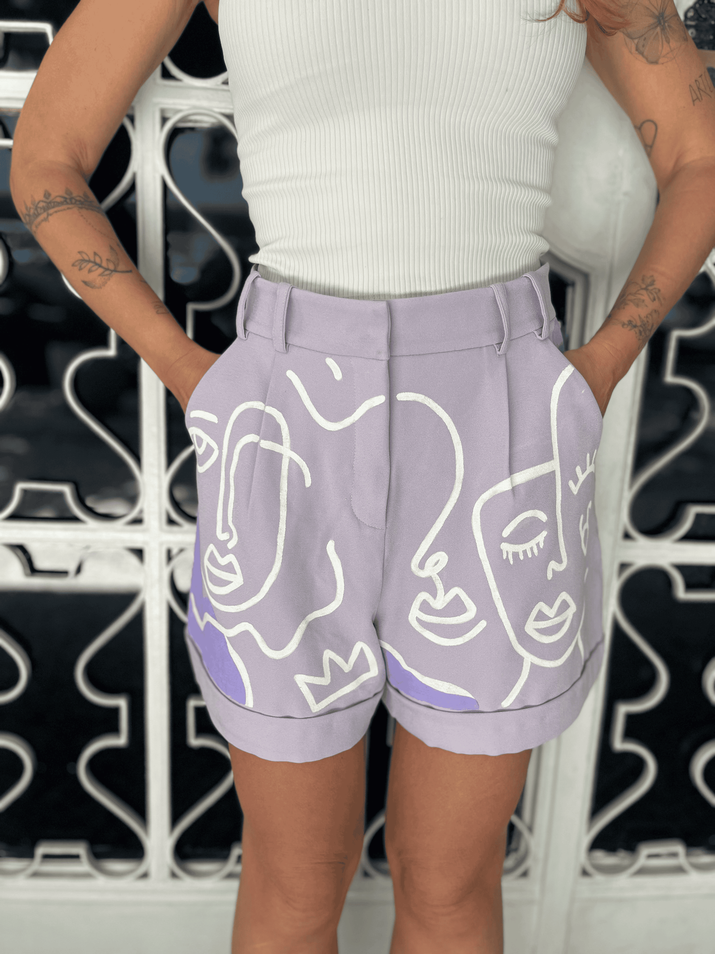 Conjunto Alfaiataria lilás Pintado à Mão