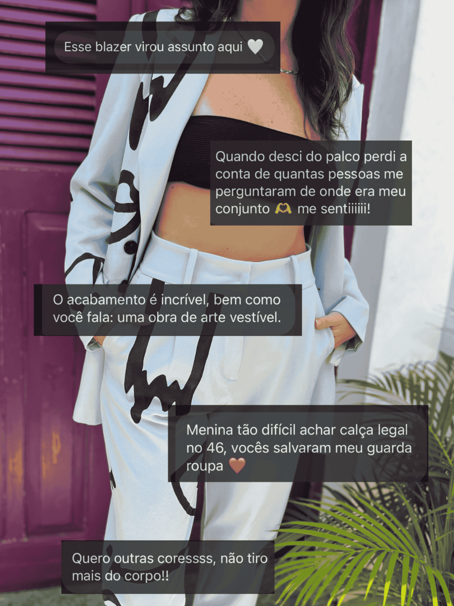 Calça alfaiataria pintada a mão - azul