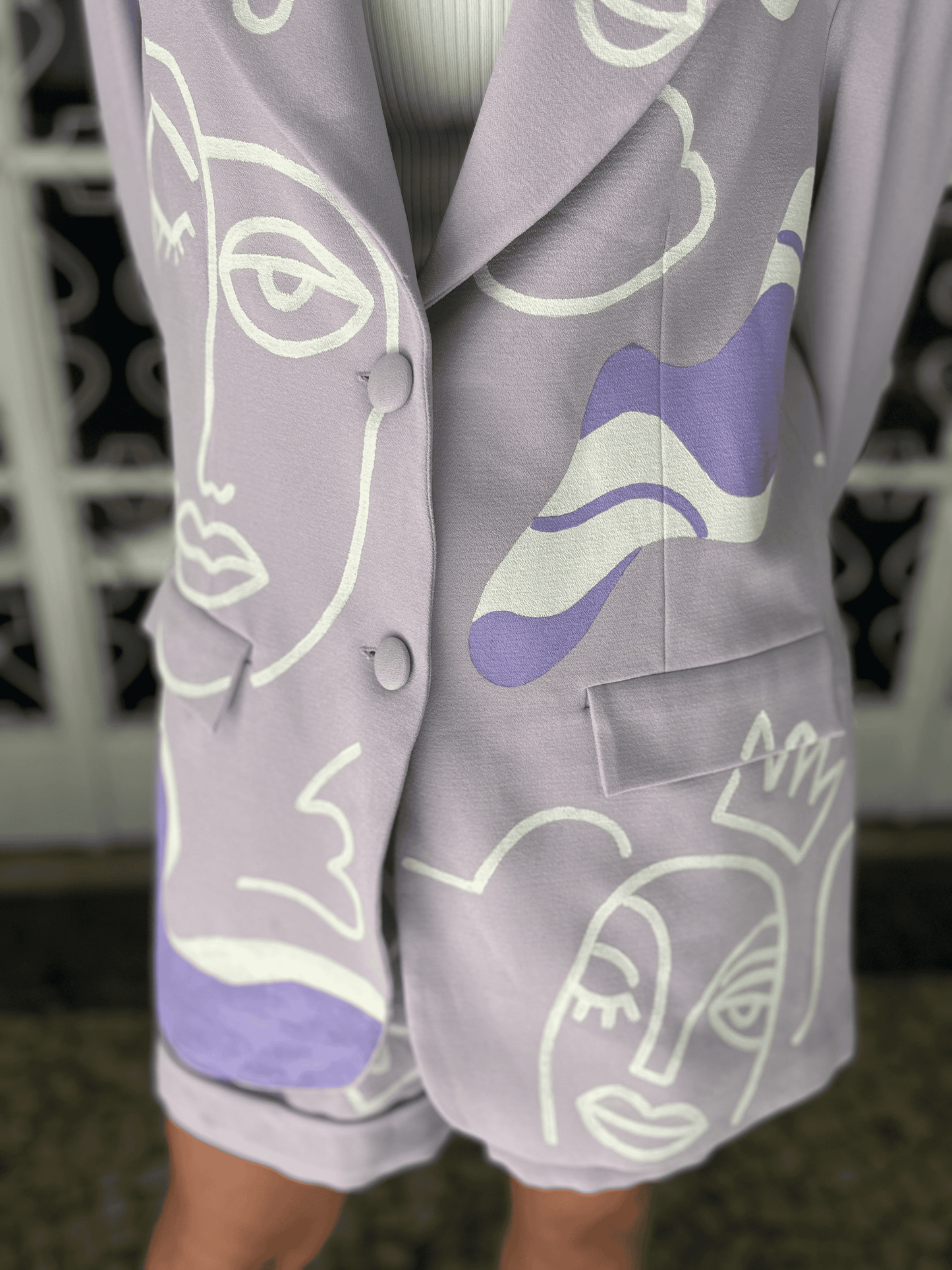 Conjunto Alfaiataria lilás Pintado à Mão