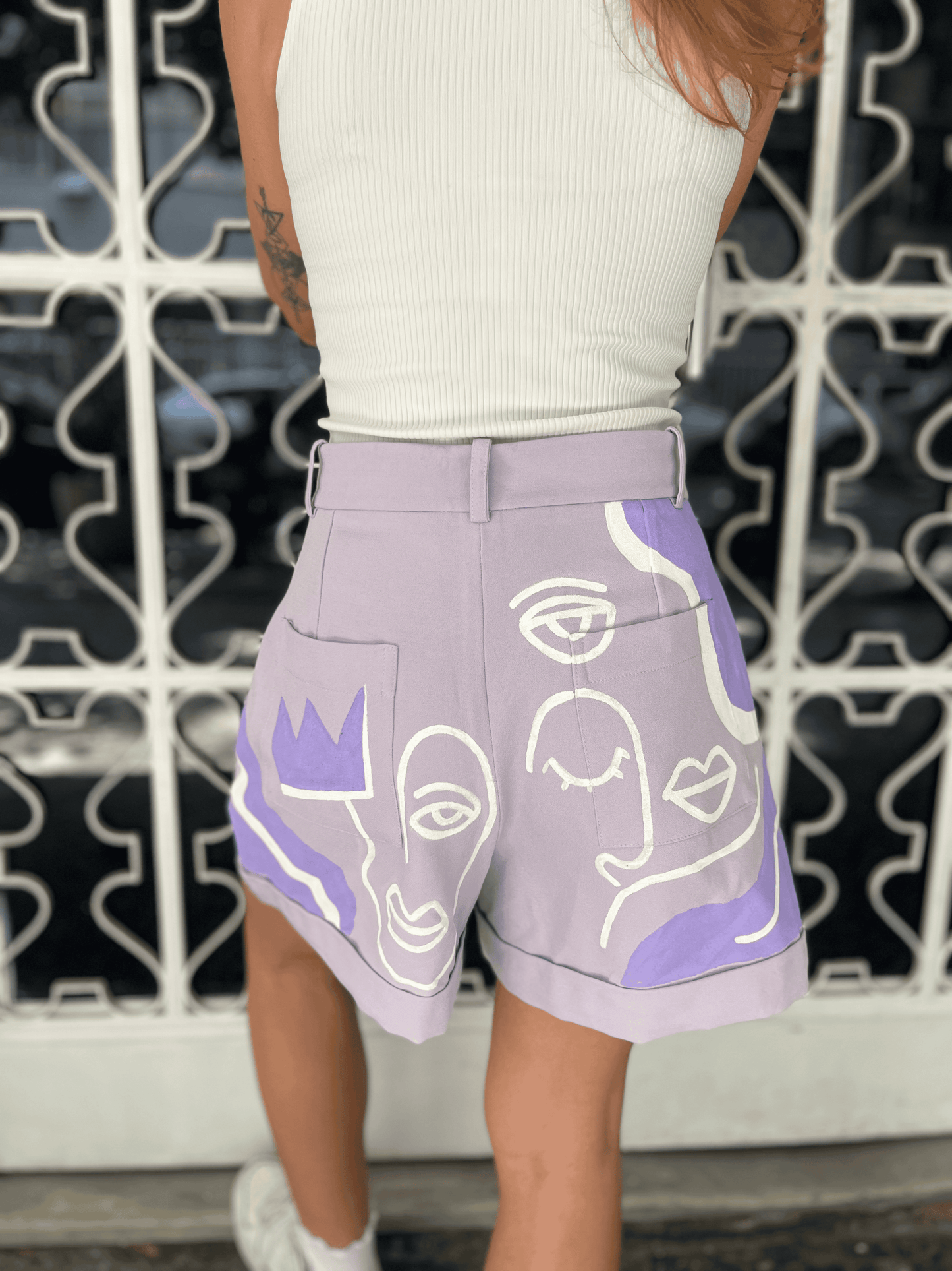 Conjunto Alfaiataria lilás Pintado à Mão
