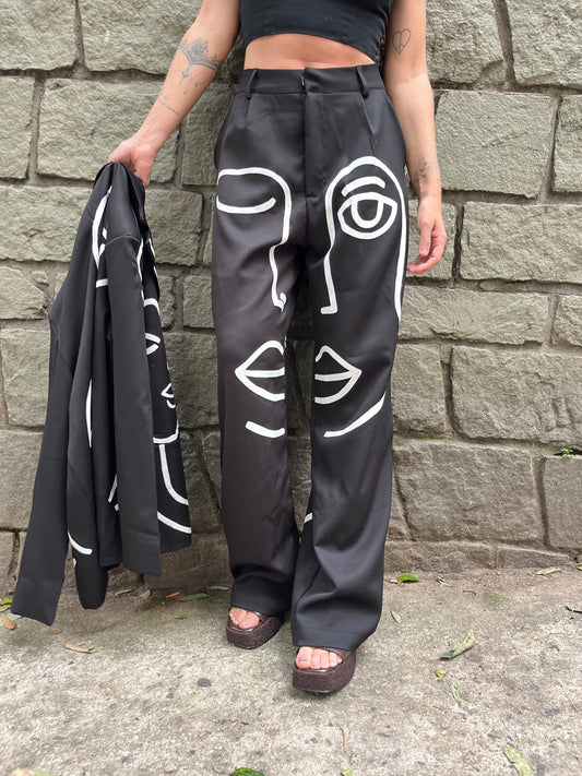 Calça alfaiataria PB pintada a mão