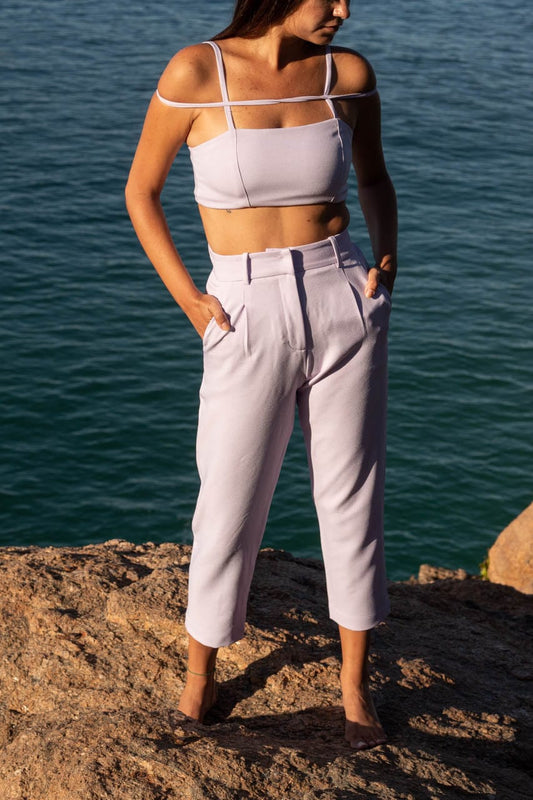 Calça alfaiataria lilás